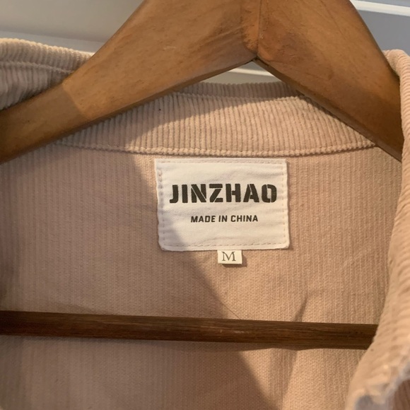 Peplum Beige Corduroy Button-Up Shirt - Picture 4 of 9